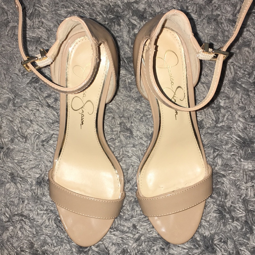 Jessica Simpson nude blocked heel sandals